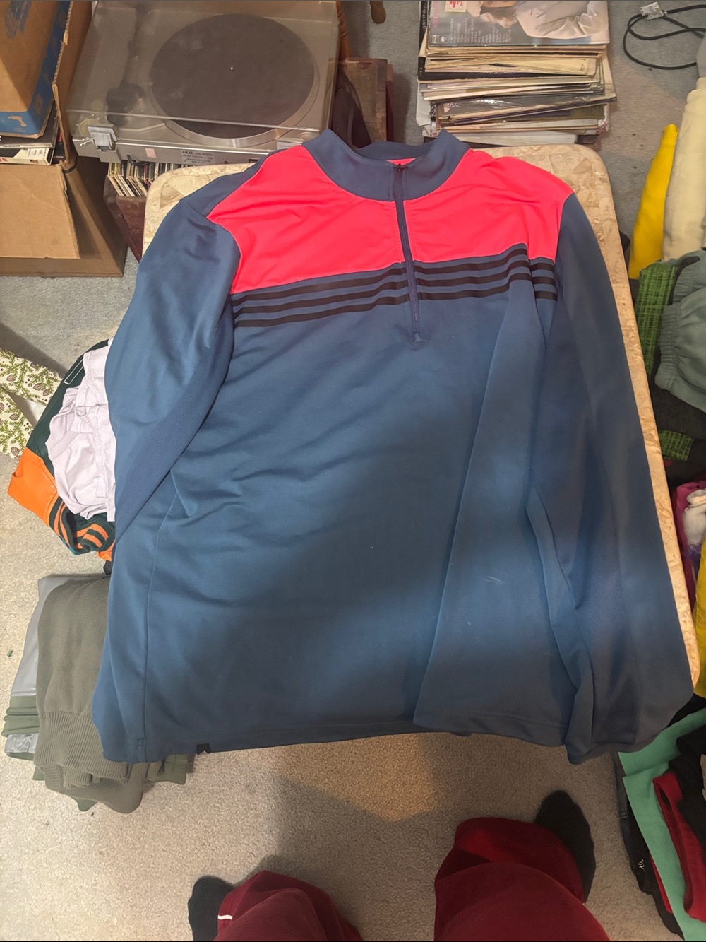 adidas Navy Pullover with Red Yoke